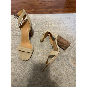 Women's Joie Beige Suede Ankle Strap Block Heels Size 9